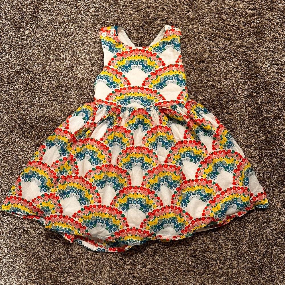Mini Boden Rainbow Patterned Kids Dress
